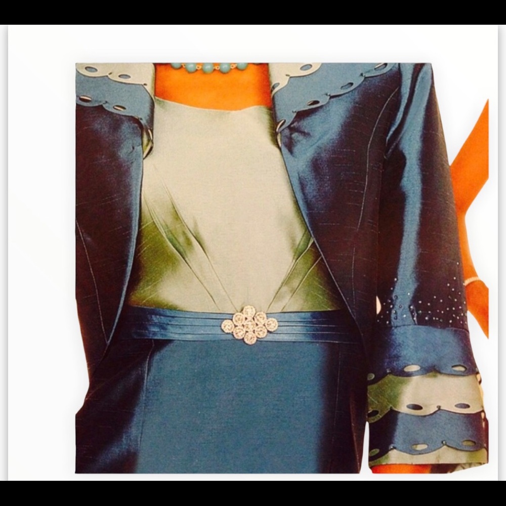 🔴Teal/Dark Aqua Dress with Short Jacket - Picture 5 of 9